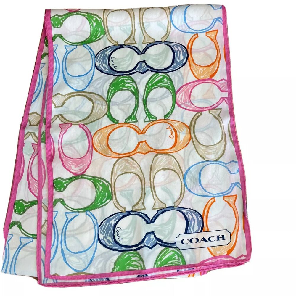 Coach Signature C Colorful Silk Scarf - AS IS